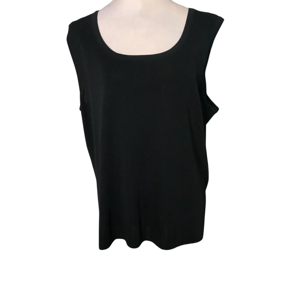 Ming Wang Women’s Plus Size 2X Classic Minimalist Quiet Luxury Black Tank Top